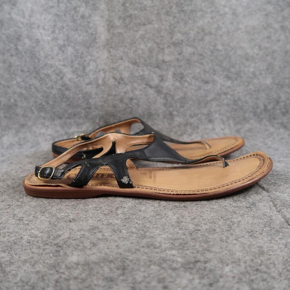 Coasters Shoes Womens 9.5 Sandals Slingback Flat Thong Buckle Strap Casual Black
